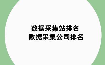 数据采集站排名 数据采集公司排名